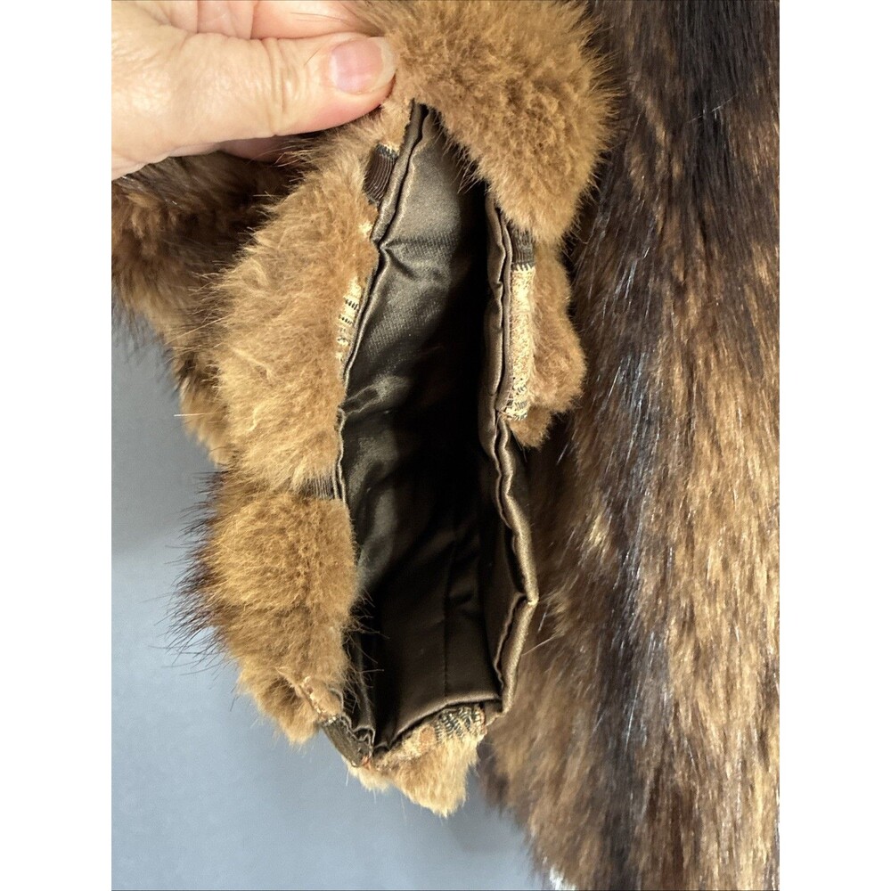 Vtg Maas Brothers Florida Brown Fur Cropped Coat Stole Small Mob Wife FLAWS READ - Picture 6 of 16